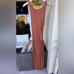 L*Space Brown Ruched Cutout Maxi Dress - Size SM